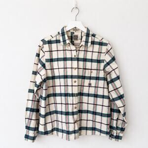 Rough Stock Panhandle Slim Cream Plaid Western Shirt L Coastal Cowgirl Cotton